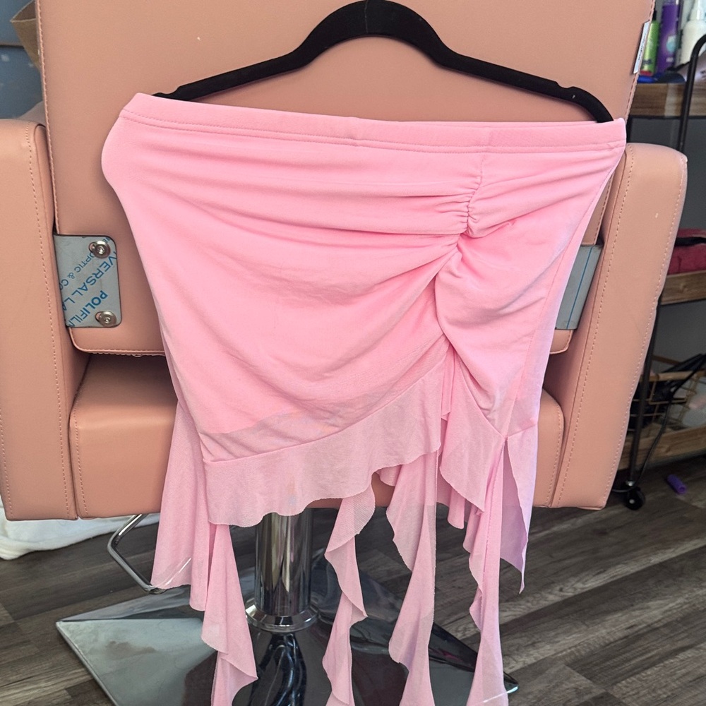 SHEIN Pink Asymmetrical Ruched Skirt